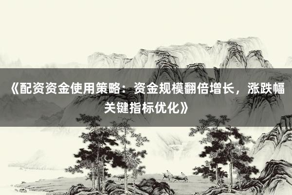 《配资资金使用策略：资金规模翻倍增长，涨跌幅关键指标优化》