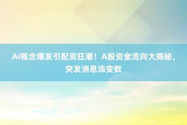 AI概念爆发引配资狂潮！A股资金流向大揭秘，突发消息添变数