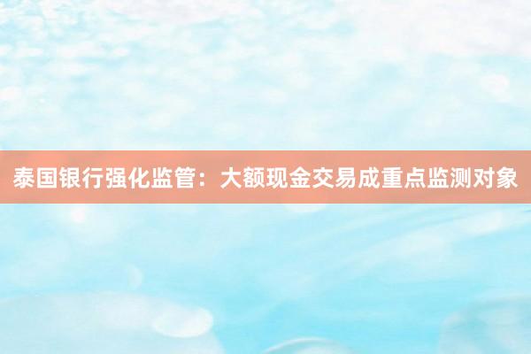 泰国银行强化监管：大额现金交易成重点监测对象