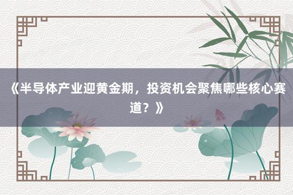 《半导体产业迎黄金期，投资机会聚焦哪些核心赛道？》
