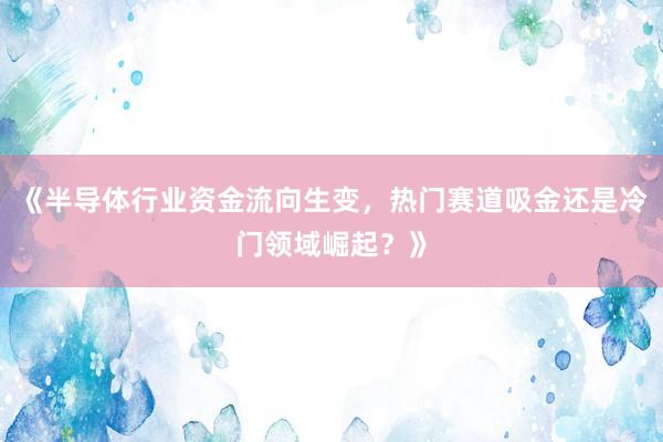 《半导体行业资金流向生变，热门赛道吸金还是冷门领域崛起？》