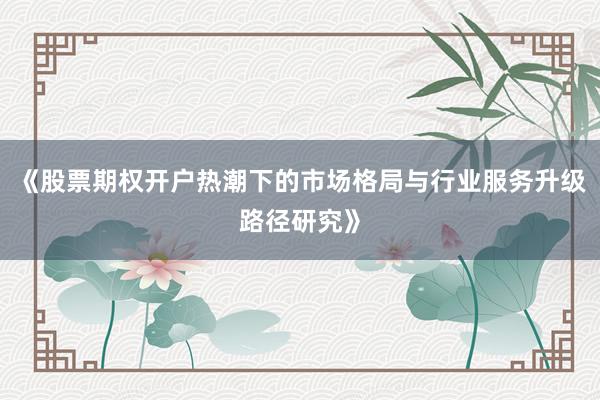 《股票期权开户热潮下的市场格局与行业服务升级路径研究》