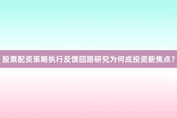 股票配资策略执行反馈回路研究为何成投资新焦点？